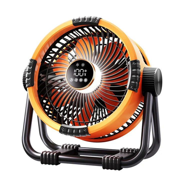 WindMate camping fan with LED light & remote, 20000mAh battery for outdoor cooling and tent use