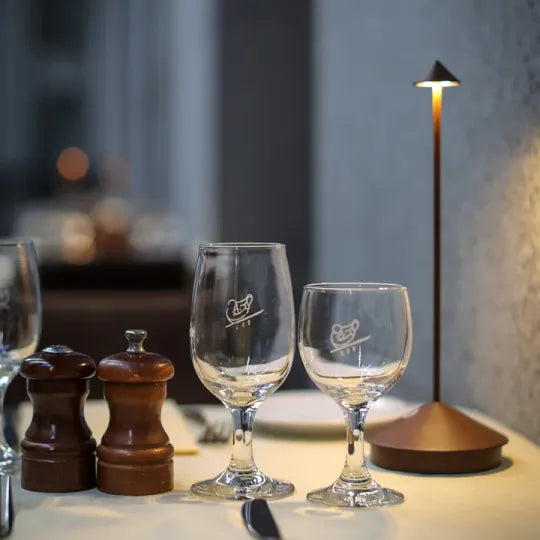 Rechargeable LED table lamp with dimmable light, perfect for portable home decor