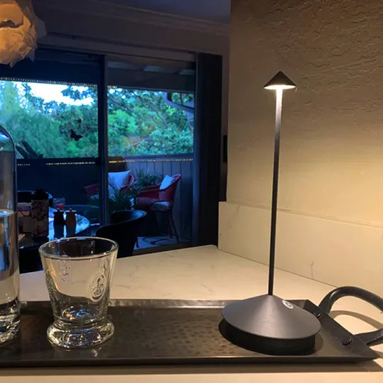 Elegant wireless LED table lamp, dimmable feature for perfect indoor/outdoor lighting