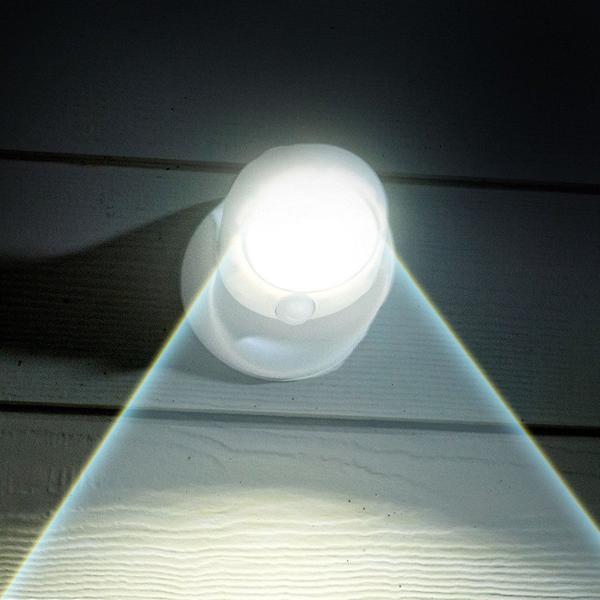 Bright LED motion sensor security light. Wireless & battery-operated for easy installation anywhere.