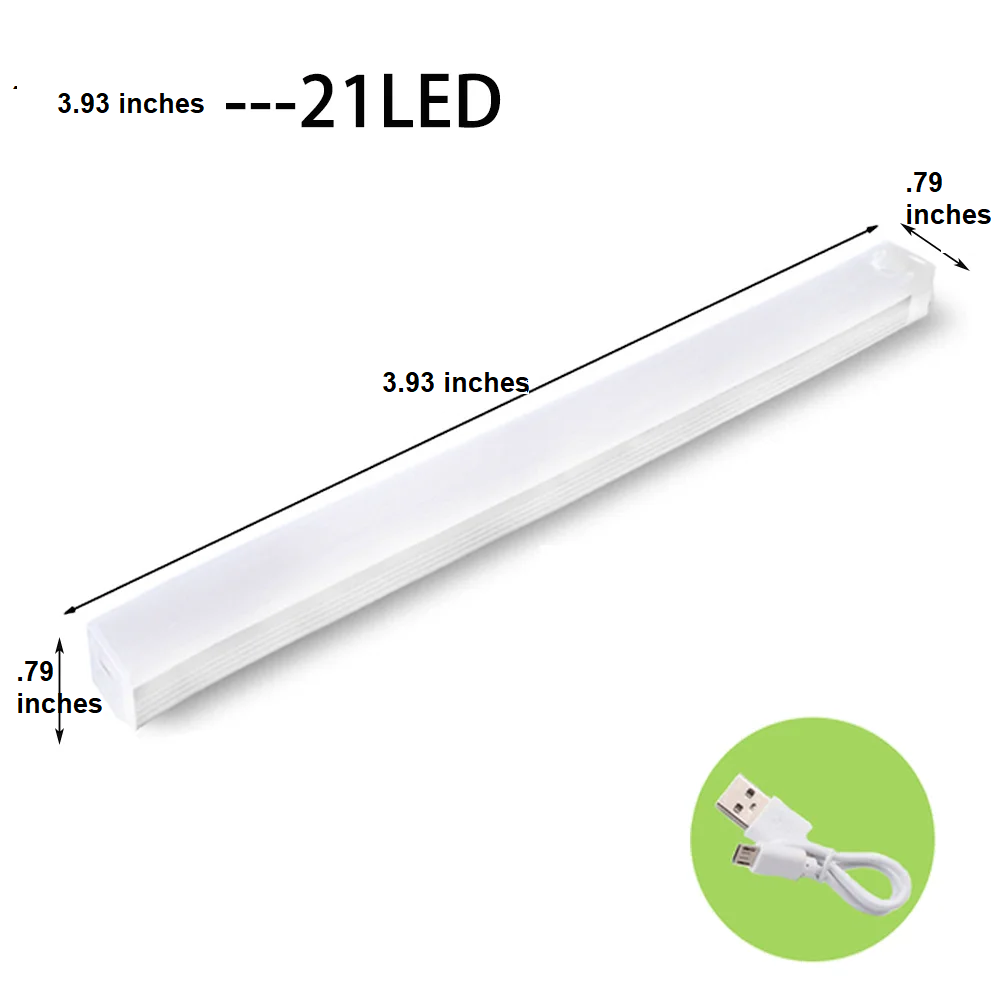 USB rechargeable motion sensor LED light, perfect for under cabinet, closet, or as a portable night lamp.