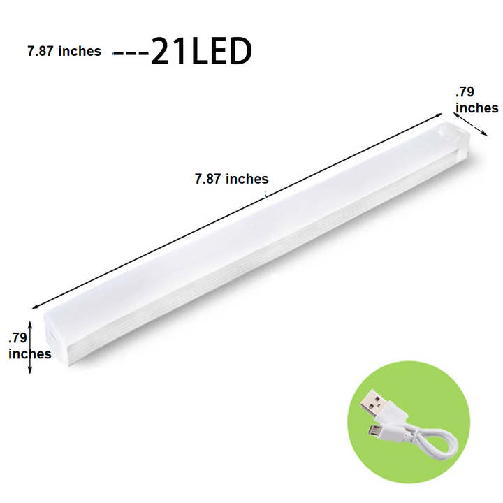 Versatile wireless LED motion sensor light, ideal for cabinets, stairs, kitchen, or workbench. USB rechargeable.