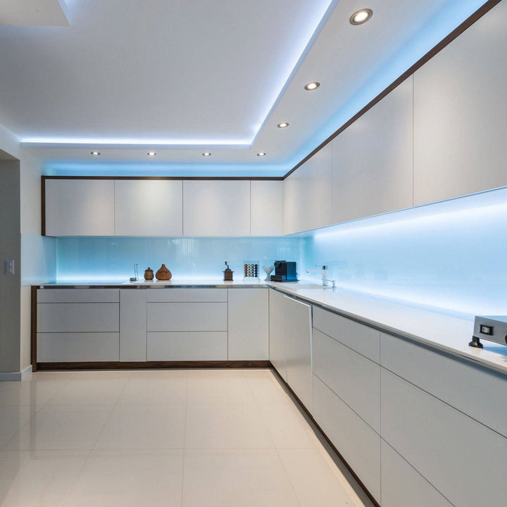 Modern wireless LED strip light with responsive motion sensor, enhancing safety and ambiance in any space