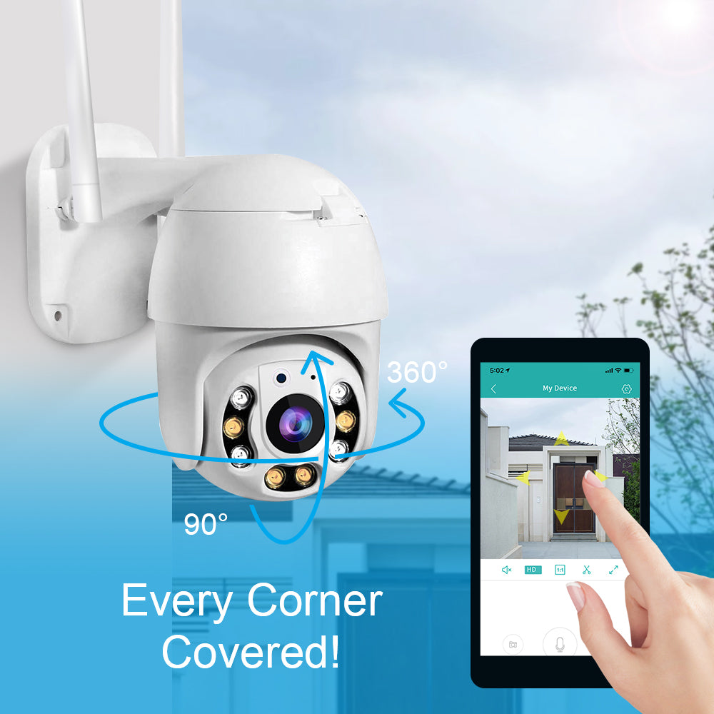 SecureView 360 wireless outdoor WiFi camera. Smart home security with full HD video & two-way audio.