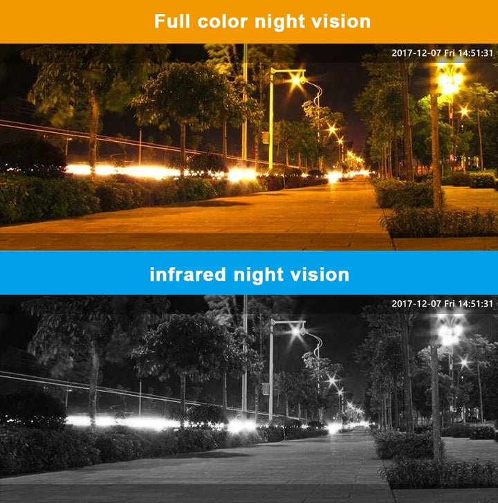 Wireless outdoor WiFi security camera with two-way audio for smart home communication & surveillance.