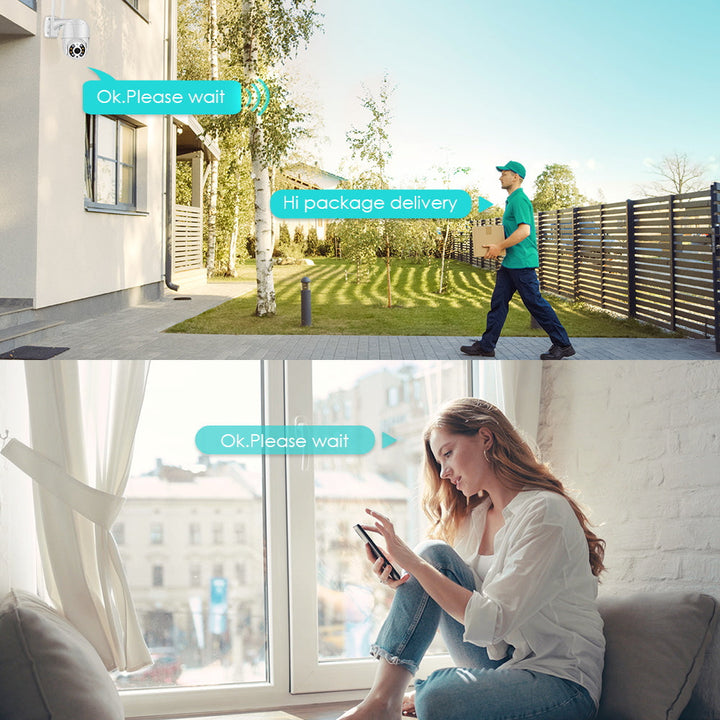 Sleek wireless outdoor WiFi security camera, integrating into your smart home for seamless monitoring.