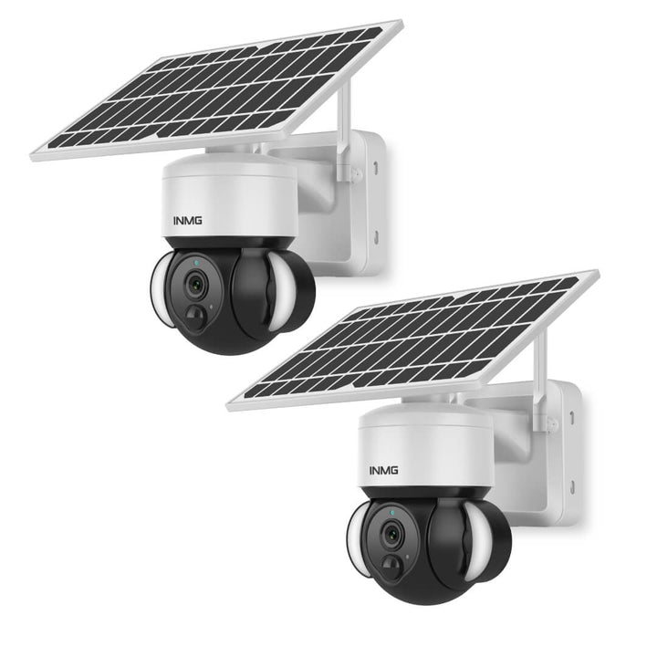 Outdoor solar-powered security camera with 360-degree rotating dome for comprehensive home security.