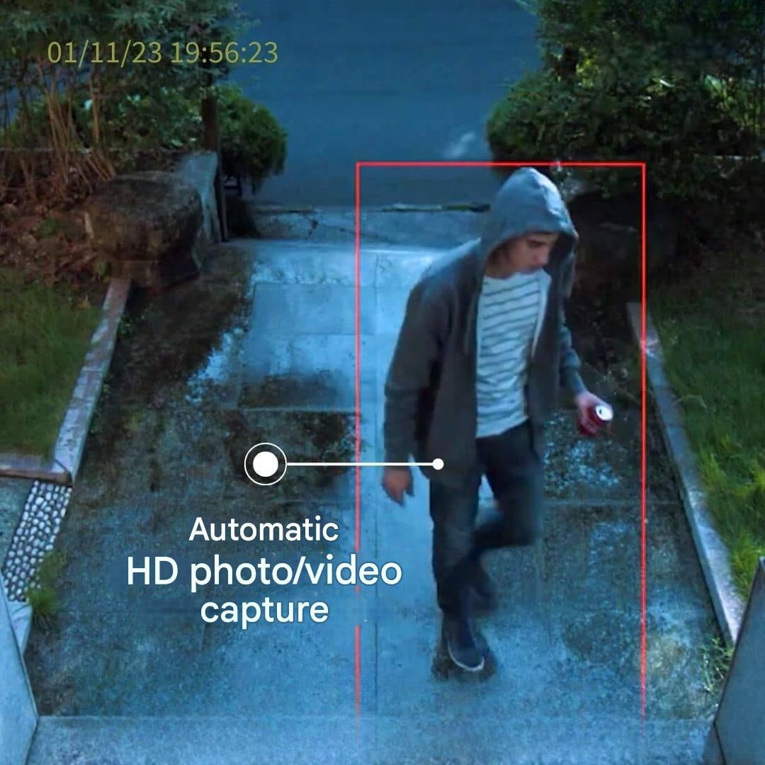 Easy-install wireless solar security camera with rotating dome, ideal for outdoor home surveillance.