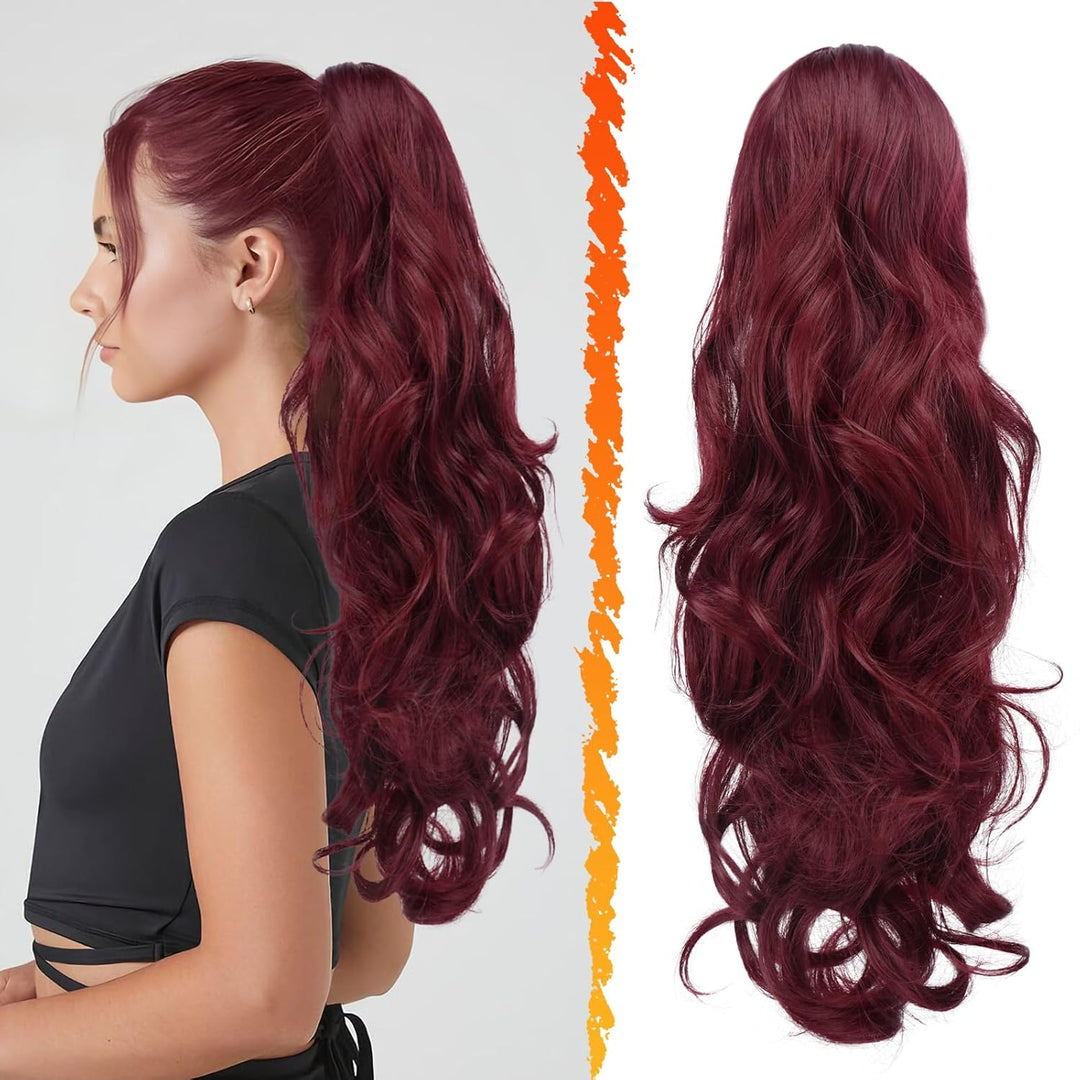 Synthetic 21.7-inch women's ponytail hair extension, a clip-in for instant volume and beautiful long hair.