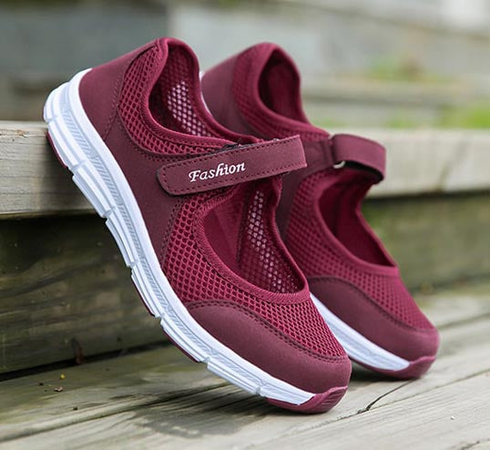 Close-up of AirFlow women's slip-on. Breathable mesh design offers ultimate comfort and easy wear.
