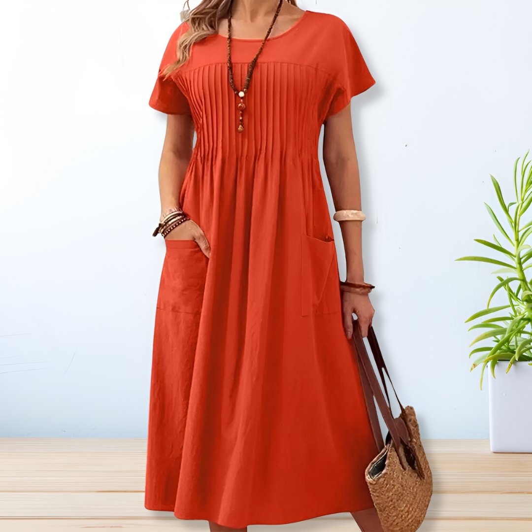 Tabea women's comfortable loose fit summer dress for a relaxed, airy feel. Great for plus size everyday wear.