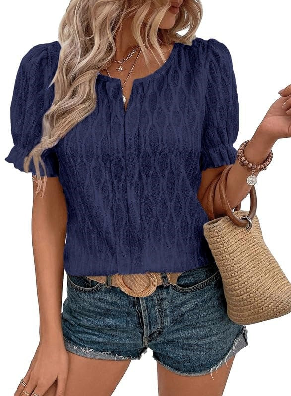 Versatile women's puff sleeve blouse, perfect for various spring and summer casual or elegant occasions.