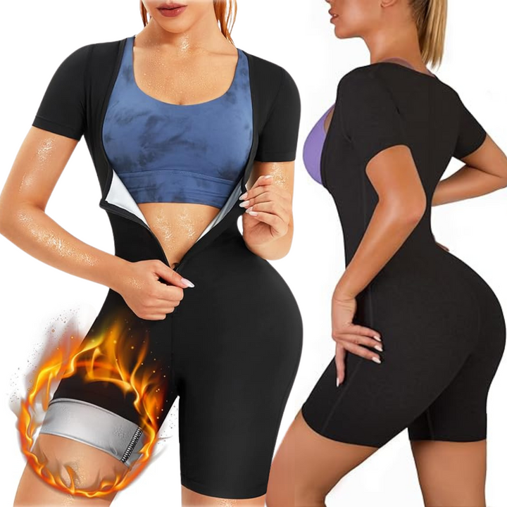 Alina women's full body sauna suit & waist trainer in neoprene for intense workouts, sweat & weight loss.