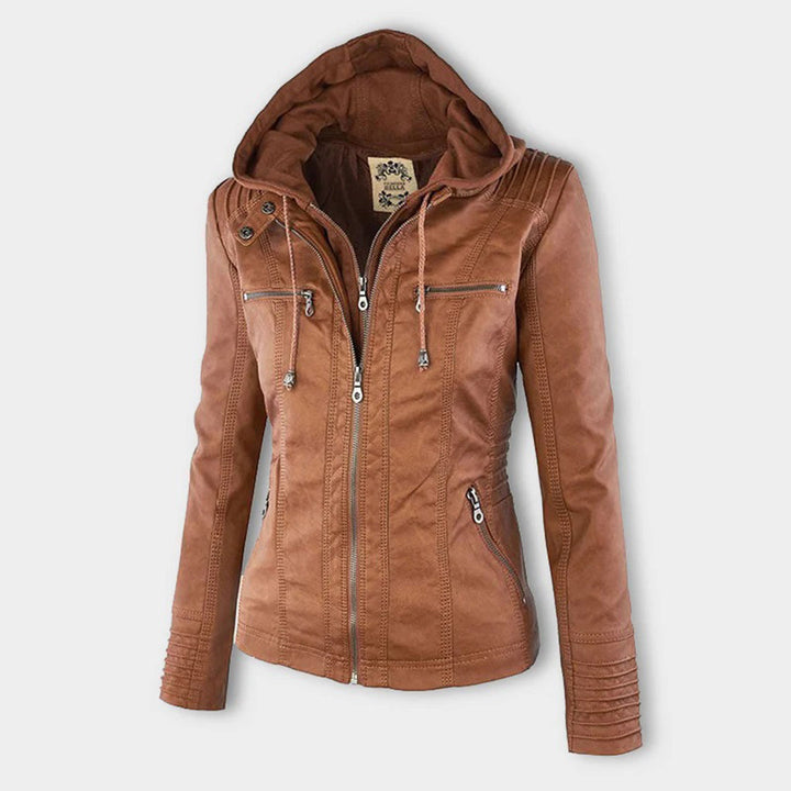 Chic Amara women's short leather jacket, perfect for effortless spring & summer casual outfits.