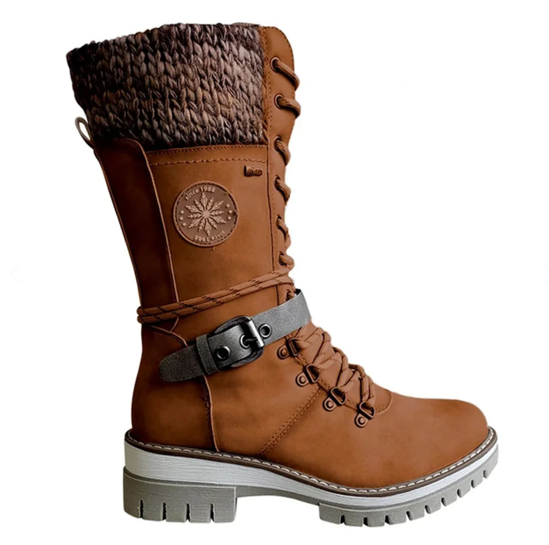Walk in comfort & style with women's orthopedic knee-high winter boots, perfect for cold weather.