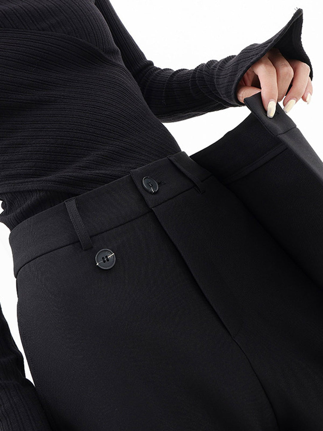 Gray women's comfort trousers with asymmetrical cut & wide leg, ideal for casual chic fashion outfits.