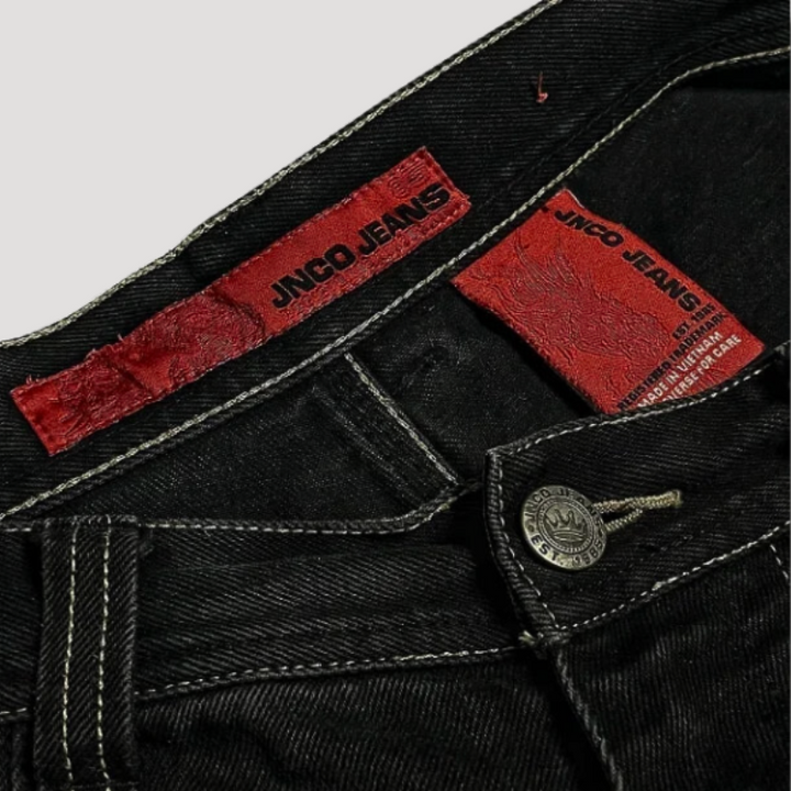 '90s retro black baggy jeans for women, high-waist loose fit, comfortable and versatile casual denim style.