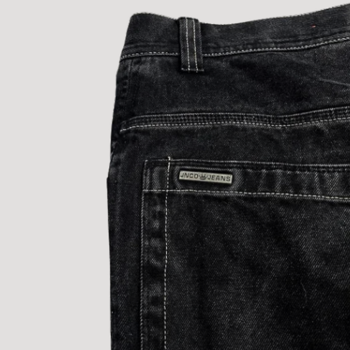 Raven black women's baggy jeans, high-waist '90s retro loose fit, comfortable & versatile denim for all seasons.