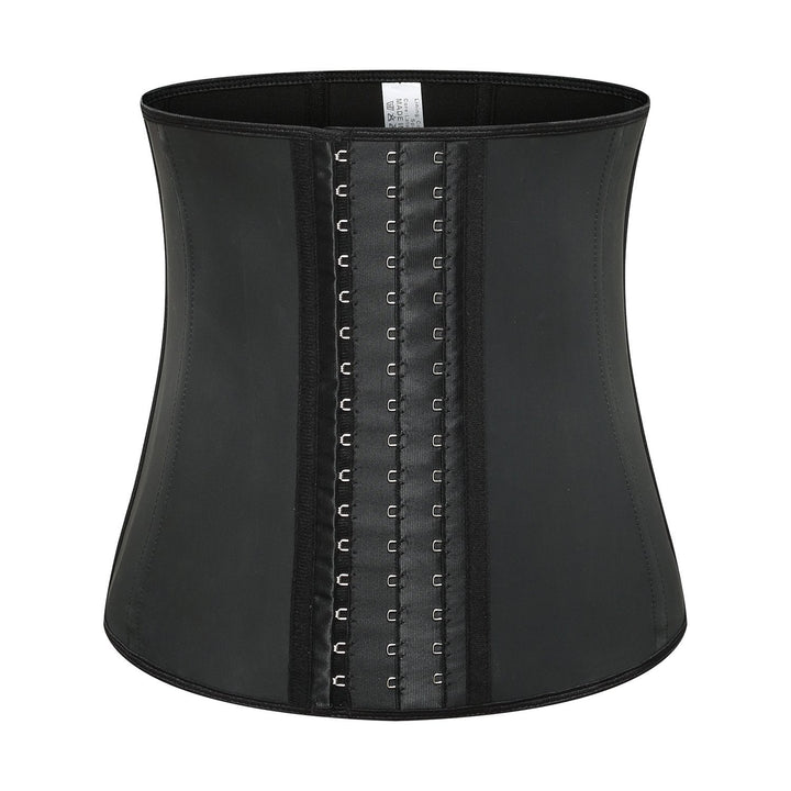 Various sizes of women's latex waist trainers displayed, catering to different body types for hourglass.