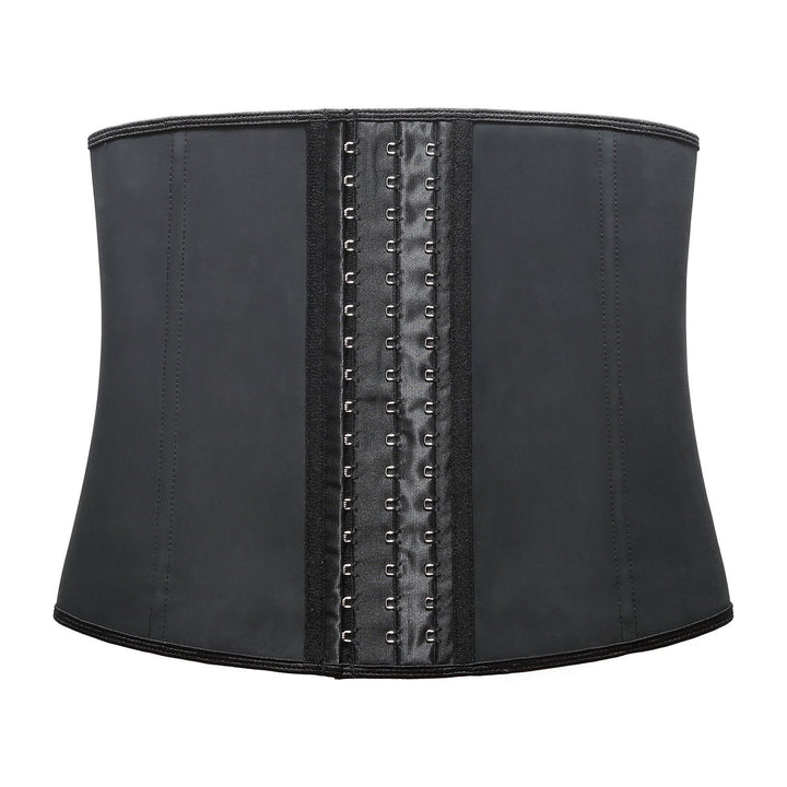 Women's slimming latex waist trainer in black, perfect for achieving a defined hourglass figure.