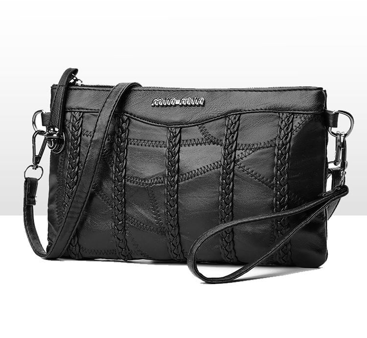 Women's versatile PU leather crossbody clutch, elegant accessory with adjustable strap detail