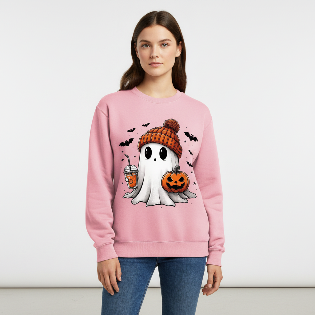 Comfy women's Halloween graphic pullover, ideal for cozy casual wear