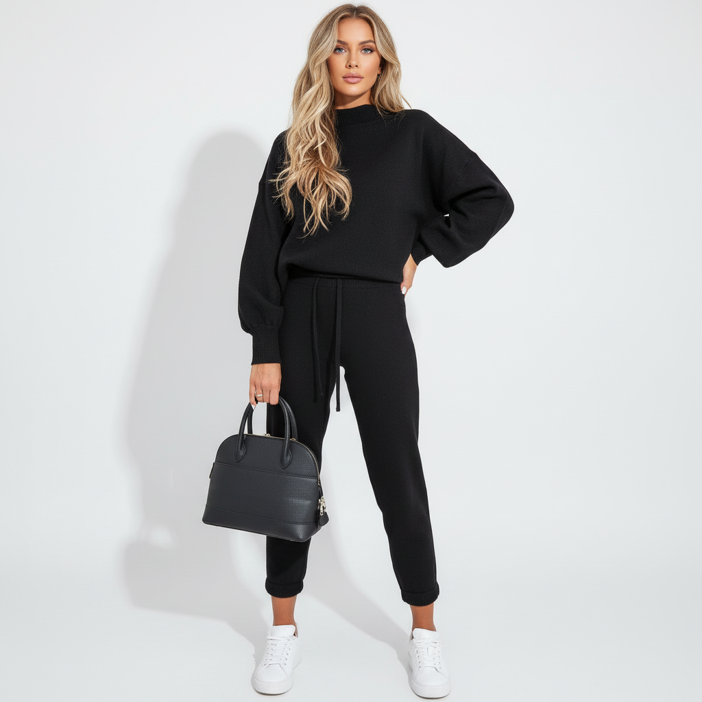 Winter fashion women's high collar lounge set, soft and comfortable apparel
