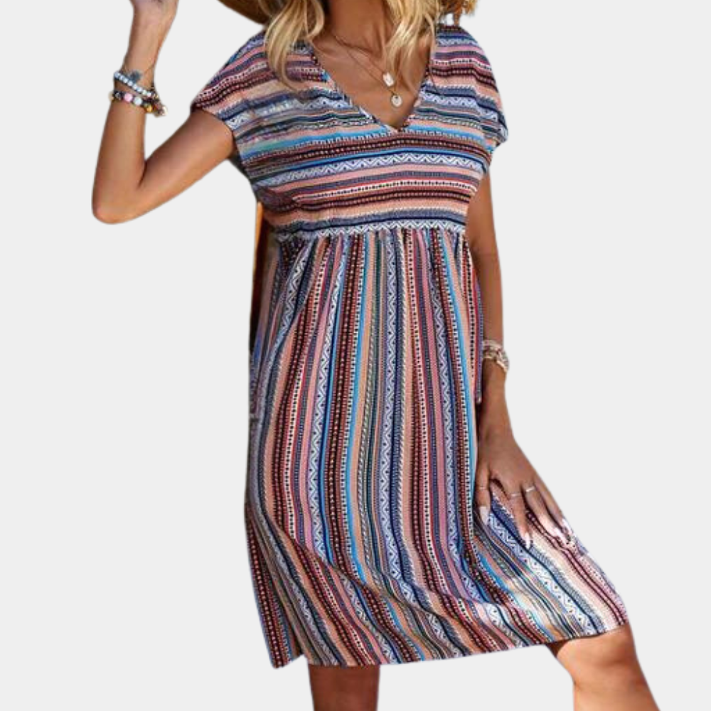 Women's summer casual mini dress with stripes, comfortable and breathable design