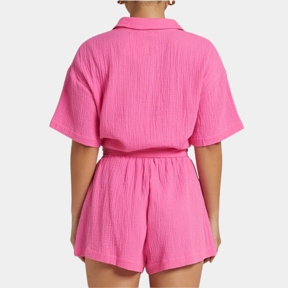 Comfortable women's matching two-piece set, perfect for summer casual wear or loungewear