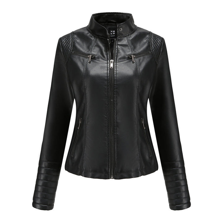 Elin black leather biker jacket for women. An edgy statement piece, chic & versatile.