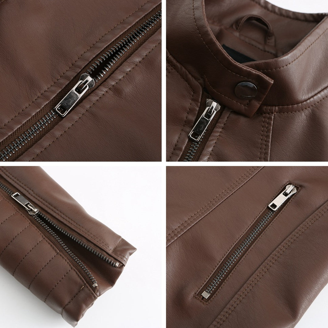 Versatile Elin women's leather jacket. Edgy biker style, ideal for everyday fashion statements.