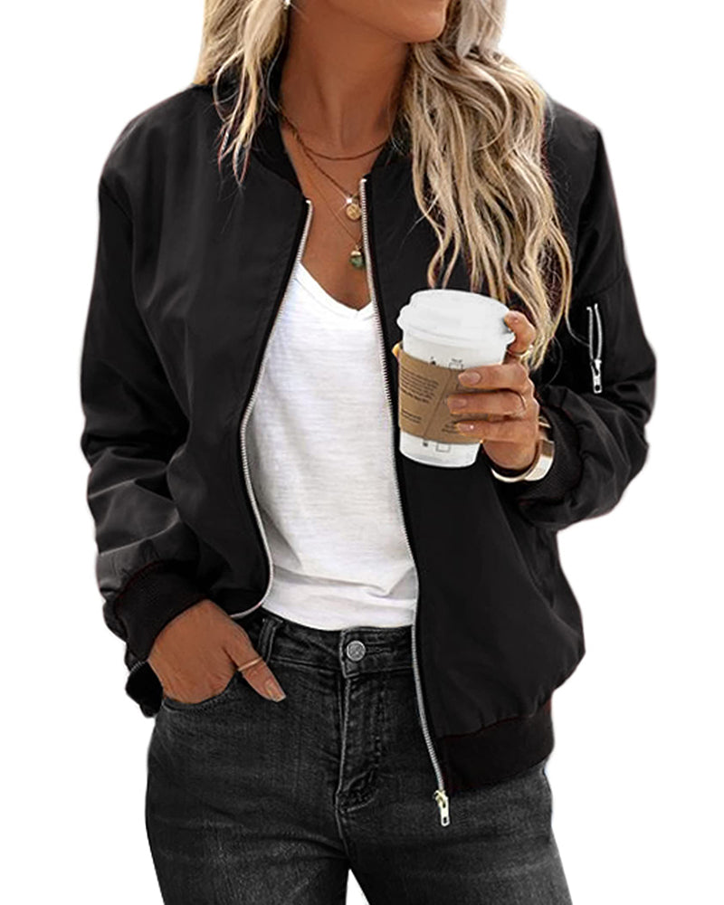 Women's Chic Bomber Jacket, Rhea, with versatile style. Perfect for modern fall & spring fashion.
