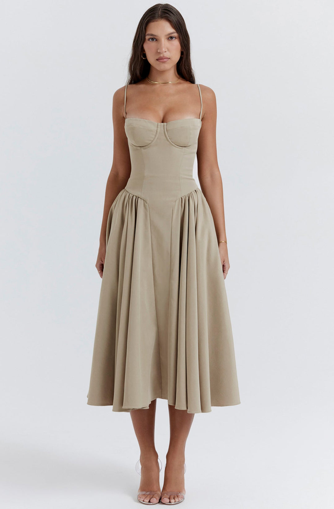 Women's flared summer dress, corset waist, adjustable spaghetti straps for ultimate comfort.