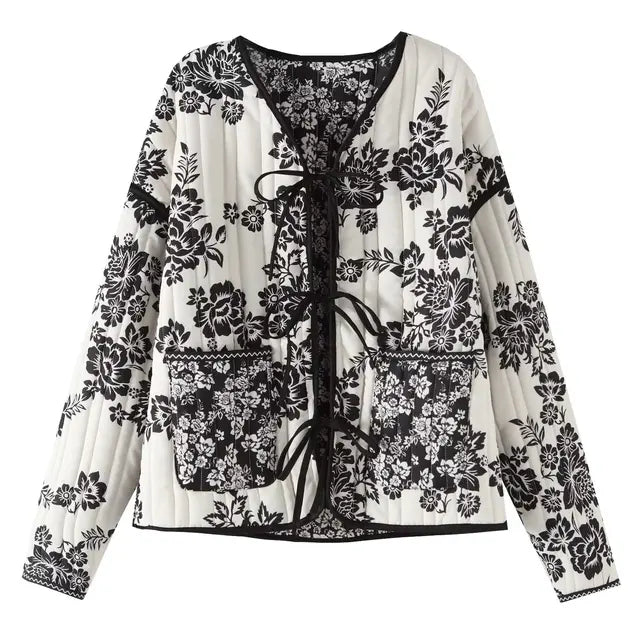 Chic vintage floral patchwork jacket for women. Unique outerwear, a stylish and elegant layering statement piece.