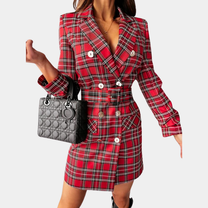 Women's professional blazer dress, a sophisticated and elegant tailored outfit for modern business women.