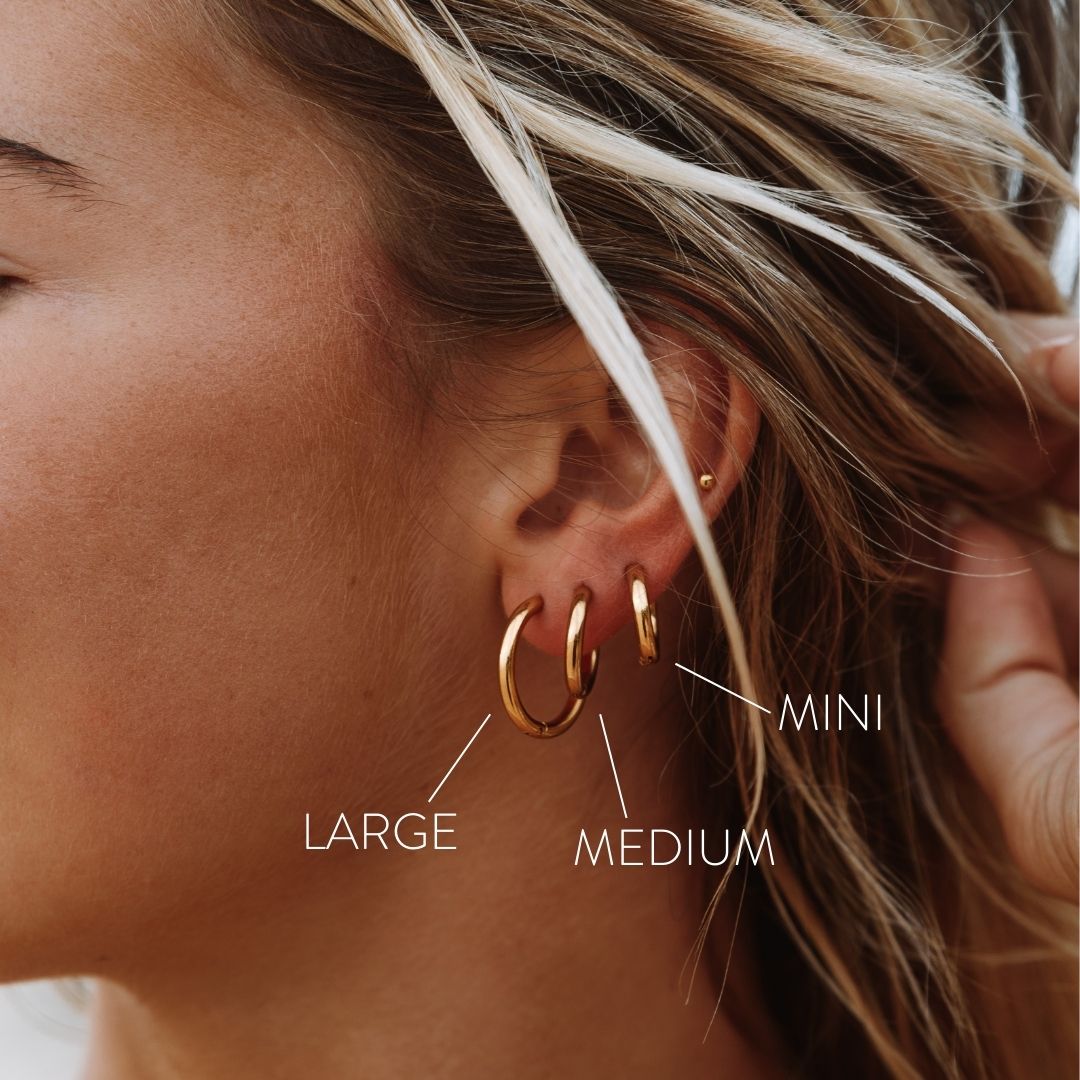 Celeste women's classic hoops, gold-plated, essential hypoallergenic fashion earrings.