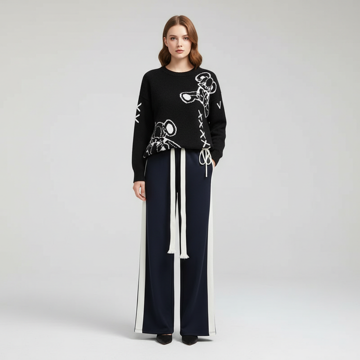 Womens apparel: Petra two-piece sweater and pant set, an ideal cotton blend casual outfit for fall.