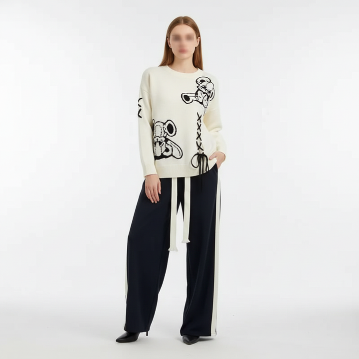 Two-piece sweater and pant set for women, providing comfortable and versatile lounge wear for any season.