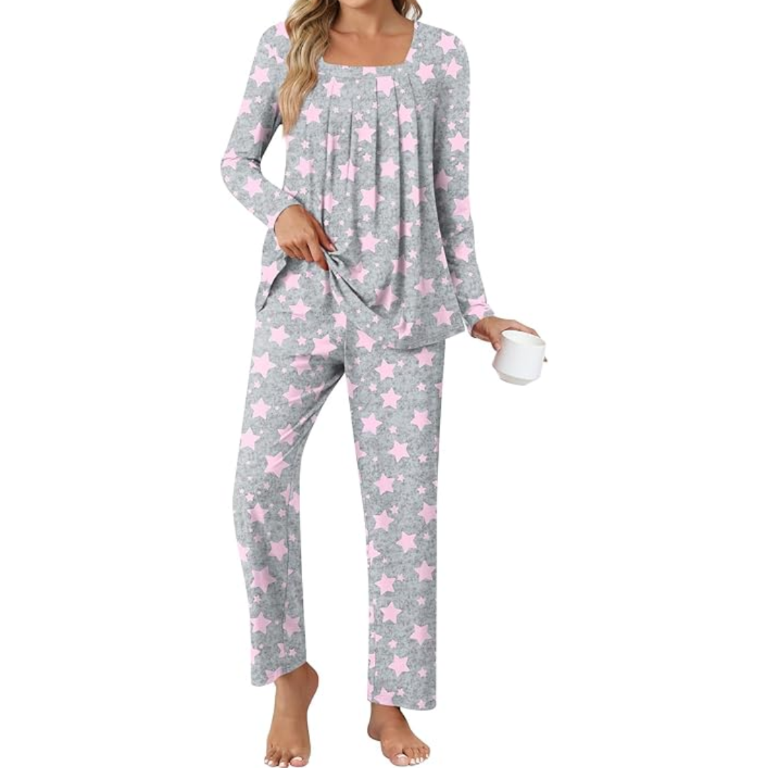Soft women's 2-piece lounge pajamas, Laetitia set with pockets for everyday wear