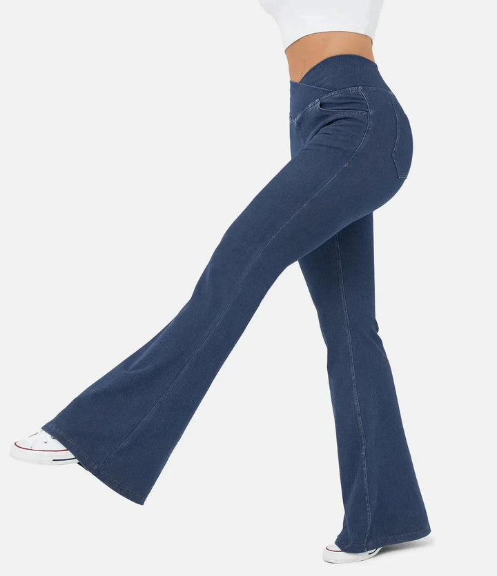 Women's ultimate comfort curvy high waist jeans, perfect for flattering everyday wear, light blue.
