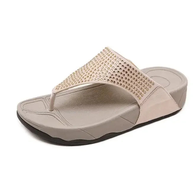 Fashionable Geneva platform slippers for women, detailed with shimmering rhinestones for summer style