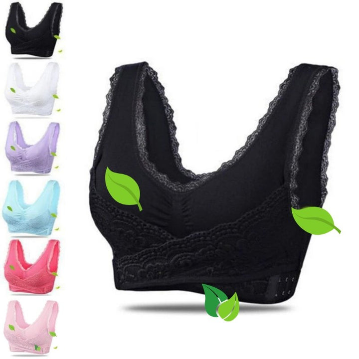 Seamless wire-free women's bra, providing comfortable posture support & smooth fit under clothing. Ideal for daily wear.