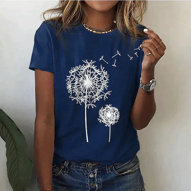 Plus size women's round neck t-shirt in a comfortable, soft fabric for versatile styling.