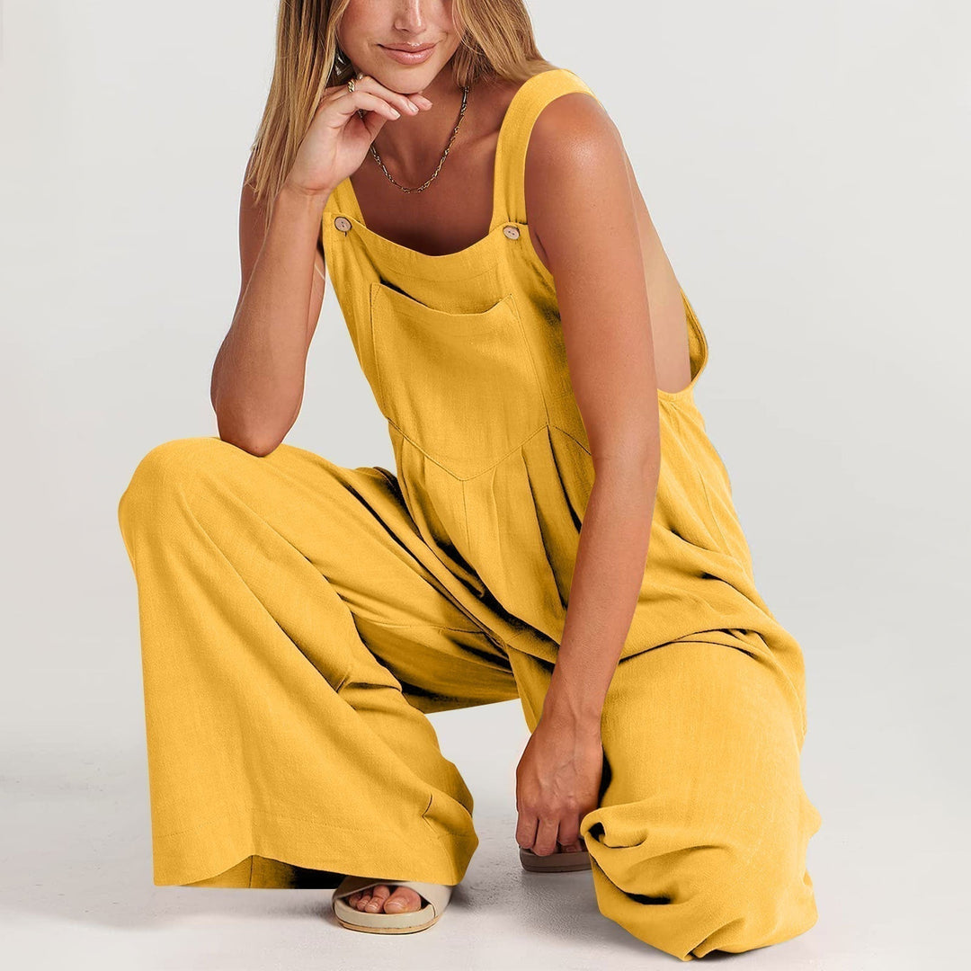Plus size women's comfortable summer garden overalls, colorful and versatile for casual wear.