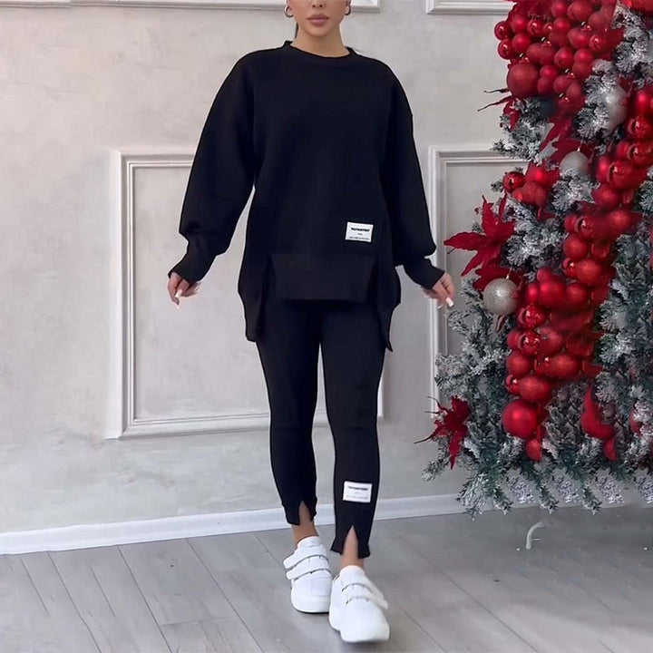 Women's comfy two-piece set: oversized hoodie & seamless leggings, great for lounge or casual wear.
