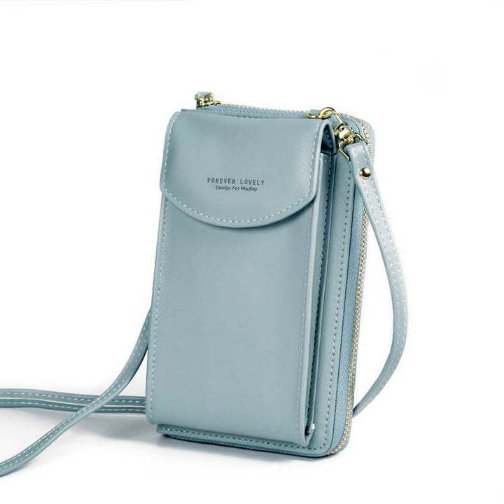 Compact PU leather crossbody bag with a subtle textured finish, a sophisticated women's accessory