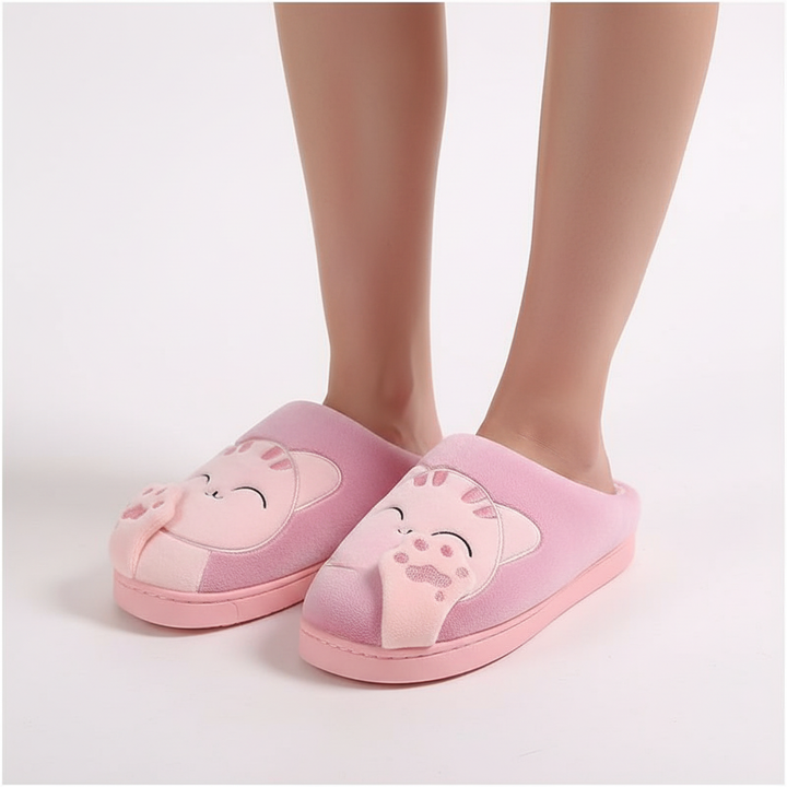 SnugPurr animal design plush slippers, red, comfortable and warm indoor footwear for women