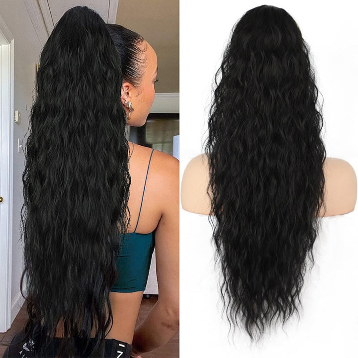 Women's curly clip-in ponytail hair extension for instant volume & glamour.