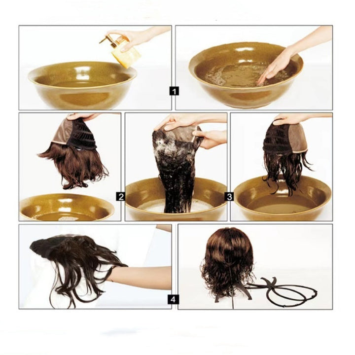 Close-up of a women's curly clip-in ponytail hair extension, showcasing soft, voluminous wavy texture.
