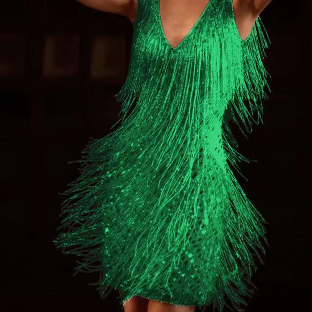 Shimmering sequin fringe mini dress for women, a glamorous choice for any party or club event.